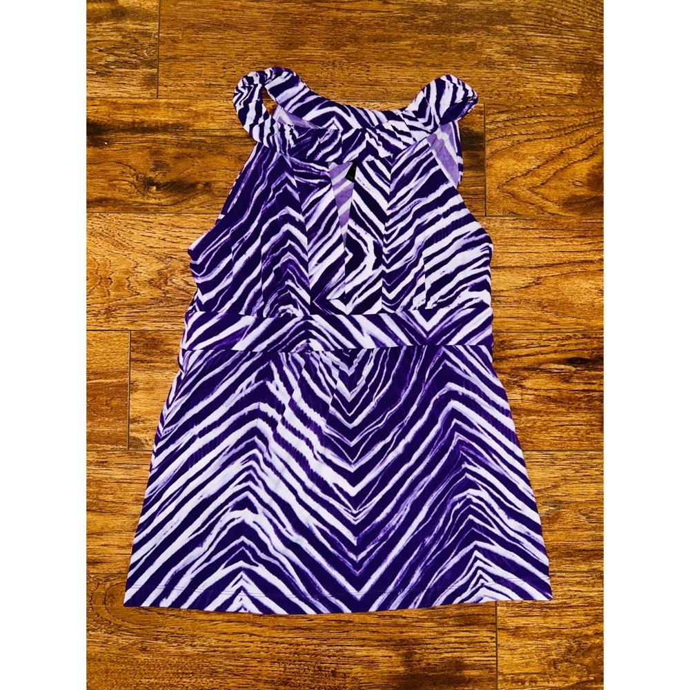 BCBG MAX AZRIA Purple And White Sleepless Animal Print Top Y2K XXS